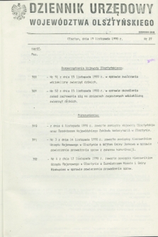 Dziennik Urzędowy Województwa Olsztyńskiego. 1990, nr 27 (19 listopada)