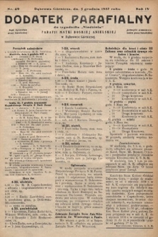 Dodatek Parafjalny do tygodnika „Niedziela” Parafji Matki Boskiej Anielskiej w Dąbrowie-Górniczej. 1937, nr 49