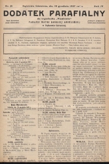 Dodatek Parafjalny do tygodnika „Niedziela” Parafji Matki Boskiej Anielskiej w Dąbrowie-Górniczej. 1937, nr 51