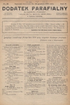 Dodatek Parafjalny do tygodnika „Niedziela” Parafji Matki Boskiej Anielskiej w Dąbrowie-Górniczej. 1937, nr 52