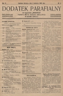 Dodatek Parafjalny do tygodnika „Niedziela” Parafji Matki Boskiej Anielskiej w Dąbrowie-Górniczej. 1939, nr 14