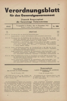 Verordnungsblatt für das Generalgouvernement = Dziennik Rozporządzeń dla Generalnego Gubernatorstwa. 1942, Nr. 106 (14 Dezember)