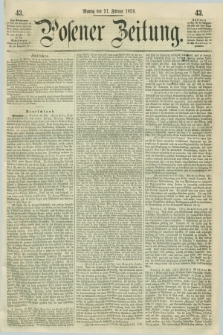 Posener Zeitung. 1859, [№] 43 (21 Februar) + dod.