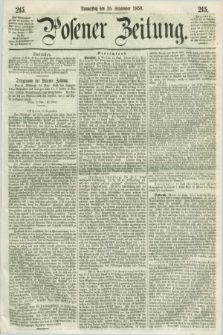 Posener Zeitung. 1859, [№] 215 (15 September) + dod.