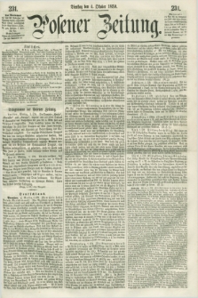 Posener Zeitung. 1859, [№] 231 (4 Oktober) + dod.