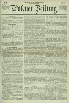 Posener Zeitung. 1865, [№] 208 (6 September) + dod.