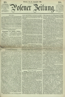 Posener Zeitung. 1865, [№] 218 (18 September) + dod.