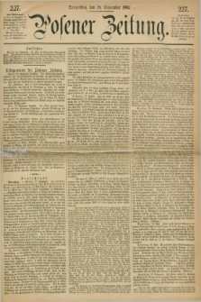 Posener Zeitung. 1865, [№] 227 (28 September) + dod.