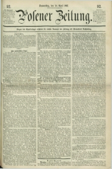 Posener Zeitung. 1867, [№] 92 (18 April) + dod.