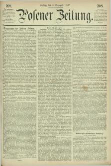 Posener Zeitung. 1867, [№] 208 (6 September) + dod.