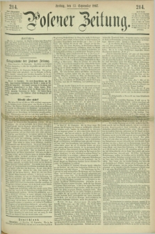 Posener Zeitung. 1867, [№] 214 (13 September) + dod.