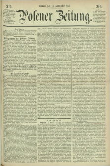 Posener Zeitung. 1867, [№] 216 (16 September) + dod.