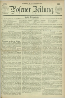 Posener Zeitung. 1867, [№] 219 (19 September) + dod.