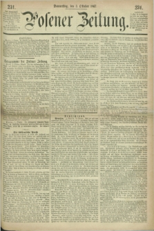 Posener Zeitung. 1867, [№] 231 (3 Oktober) + dod.