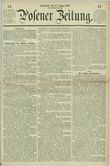 Posener Zeitung. 1868, [№] 14 (18 Januar) + dod.