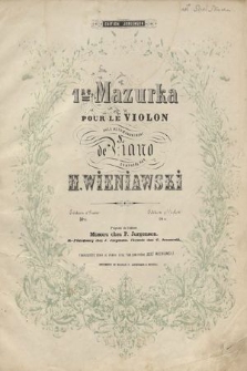 1re mazurka : pour le violon avec accompagnement de piano