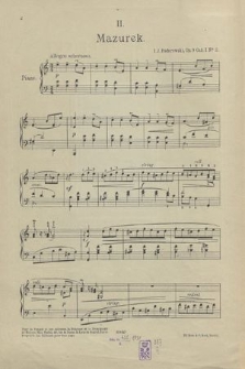 (Tańce polskie) : pour piano : Op. 9. Cah. 1, No. 2, Mazurek