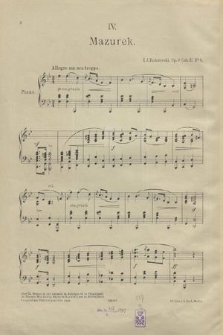 (Tańce polskie) : pour piano : Op. 9. Cah. 2, No. 4, Mazurek