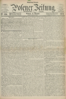 Posener Zeitung. Jg.75 [i.e.79], Nr. 534 (13 November 1872) - Nachmittags=Ausgabe. + dod.
