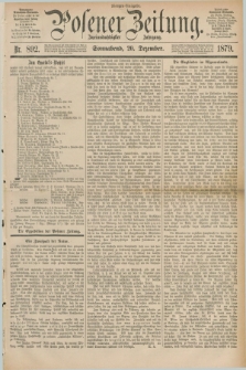 Posener Zeitung. Jg.82 [i.e.86], Nr. 892 (20 Dezember 1879) - Morgen=Ausgabe.
