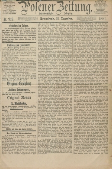Posener Zeitung. Jg.88, Nr. 919 (31 Dezember 1881) - Morgen=Ausgabe.