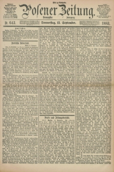 Posener Zeitung. Jg.90, Nr. 643 (13 September 1883) - Mittag=Ausgabe.