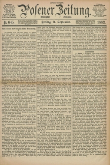 Posener Zeitung. Jg.90, Nr. 645 (14 September 1883) - Morgen=Ausgabe.