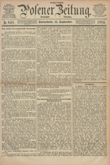 Posener Zeitung. Jg.90, Nr. 648 (15 September 1883) - Morgen=Ausgabe.