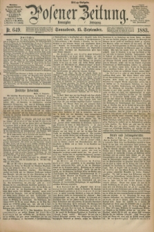Posener Zeitung. Jg.90, Nr. 649 (15 September 1883) - Mittag=Ausgabe.