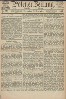 Posener Zeitung. Jg.90, Nr. 679 (27 September 1883) - [Mittag=Ausgabe.]