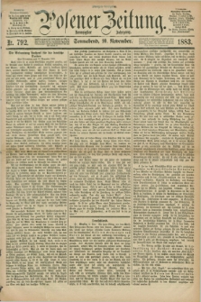 Posener Zeitung. Jg.90, Nr. 792 (10 November 1883) - Morgen=Ausgabe.
