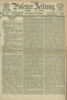 Posener Zeitung. Jg.90, Nr. 877 (13 Dezember 1883) - Mittag=Ausgabe.