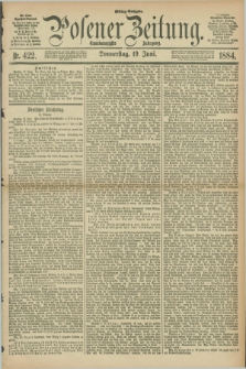 Posener Zeitung. Jg.91, Nr. 422 (19 Juni 1884) - Mittag=Ausgabe.