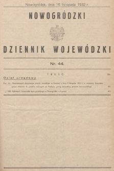 Nowogródzki Dziennik Wojewódzki. 1932, nr 44