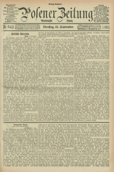 Posener Zeitung. Jg.98, Nr. 643 (15 September 1891) - Mittag=Ausgabe.