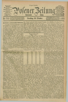 Posener Zeitung. Jg.98, Nr. 732 (20 Oktober 1891) - Morgen=Ausgabe. + dod.