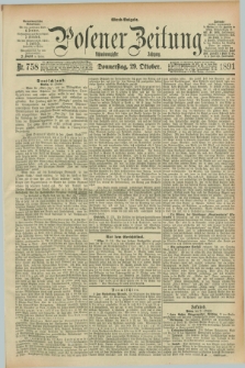 Posener Zeitung. Jg.98, Nr. 758 (29 Oktober 1891) - Abend=Ausgabe.