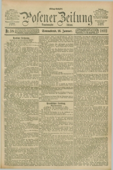 Posener Zeitung. Jg.99, Nr. 38 (16 Januar 1892) - Mittag=Ausgabe.