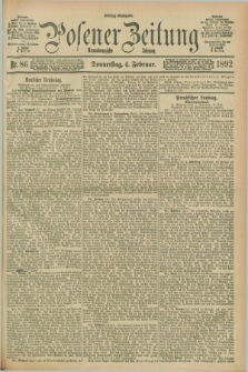 Posener Zeitung. Jg.99, Nr. 86 (4 Februar 1892) - Mittag=Ausgabe.