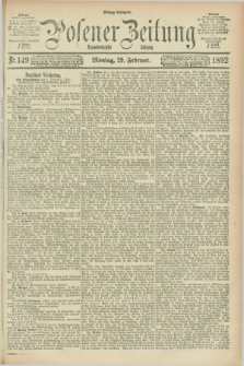 Posener Zeitung. Jg.99, Nr. 149 (29 Februar 1892) - Mittag=Ausgabe.