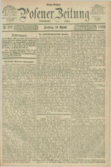 Posener Zeitung. Jg.99, Nr. 297 (29 April 1892) - Morgen=Ausgabe. + dod.
