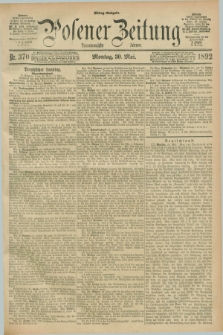 Posener Zeitung. Jg.99, Nr. 370 (30 Mai 1892) - Mittag=Ausgabe.