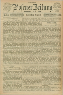 Posener Zeitung. Jg.99, Nr. 447 (30 Juni 1892) - Mittag=Ausgabe.