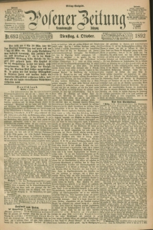 Posener Zeitung. Jg.99, Nr. 693 (4 Oktober 1892) - Mittag=Ausgabe.