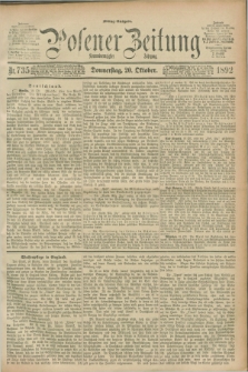 Posener Zeitung. Jg.99, Nr. 735 (20 Oktober 1892) - Mittag=Ausgabe.