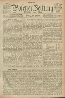 Posener Zeitung. Jg.99, Nr. 738 (21 Oktober 1892) - Mittag=Ausgabe.