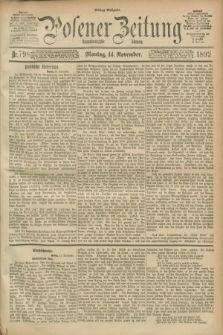 Posener Zeitung. Jg.99, Nr. 798 (14 November 1892) - Mittag=Ausgabe.
