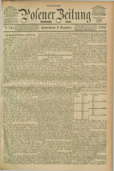 Posener Zeitung. Jg.99, Nr. 848 (3 Dezember 1892) - Morgen=Ausgabe. + dod.