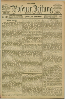 Posener Zeitung. Jg.100, Nr. 648 (15 September 1893) - Mittag=Ausgabe.
