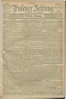 Posener Zeitung. Jg.100, Nr. 769 (1 November 1893) - Abend=Ausgabe.